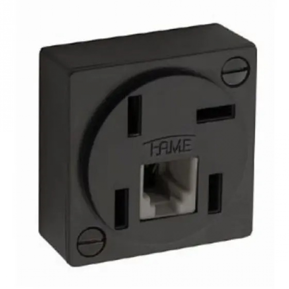 Tomada Telefone 4P + RJ11 Preta Sobrepor- Fame#SIMONLEX#