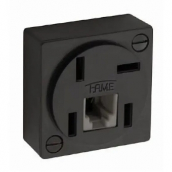 Tomada Telefone 4P + RJ11 Preta Sobrepor- Fame#SIMONLEX#