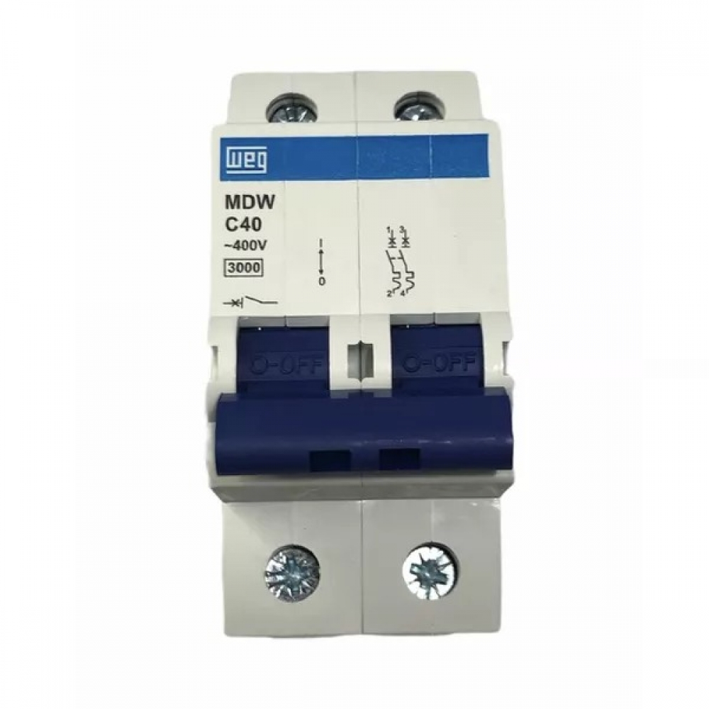Disjuntor Bipolar Din 40A C Mdw 3kA - Weg#SIMONLEX#