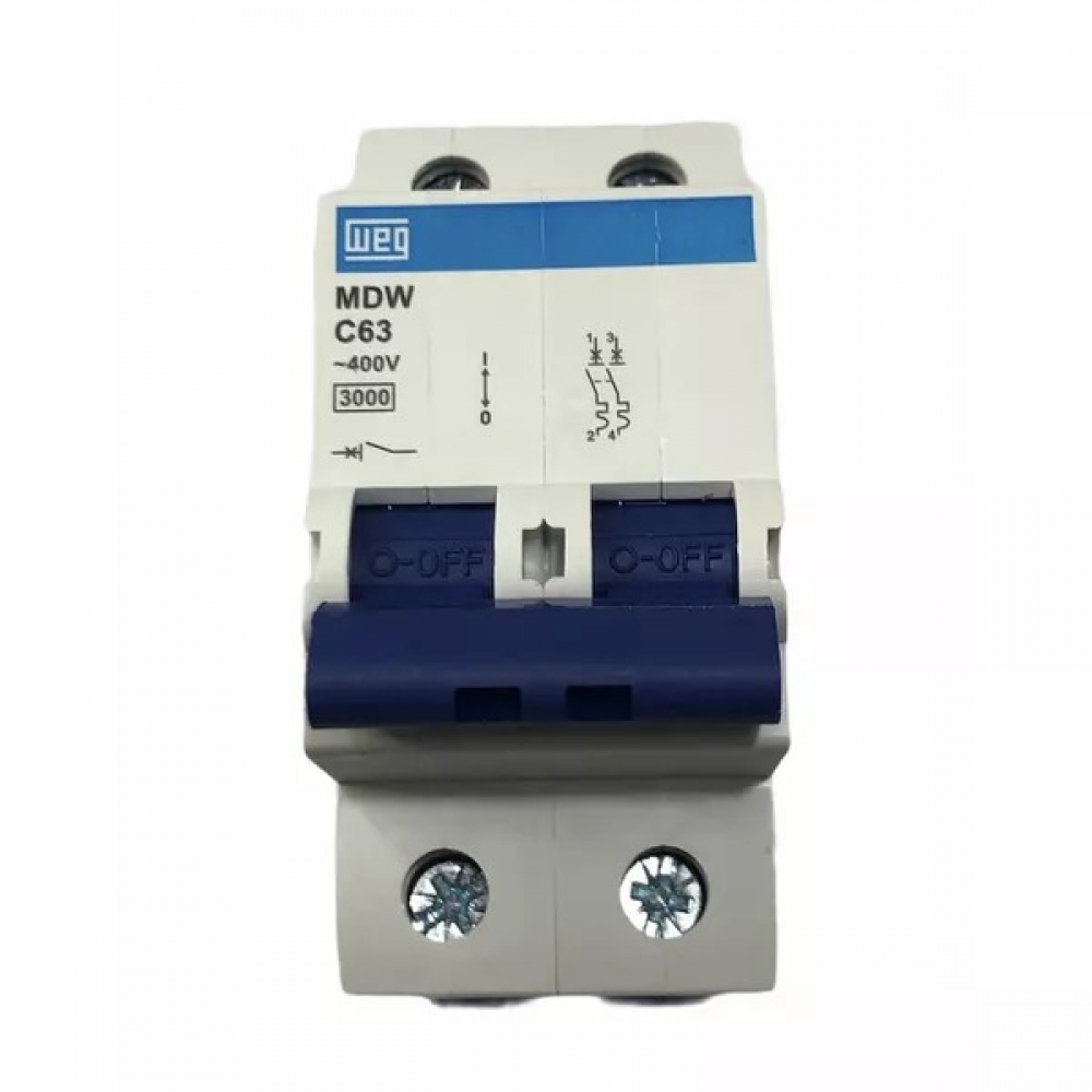 Disjuntor Bipolar Din 63A C Mdw 3kA - Weg#SIMONLEX#