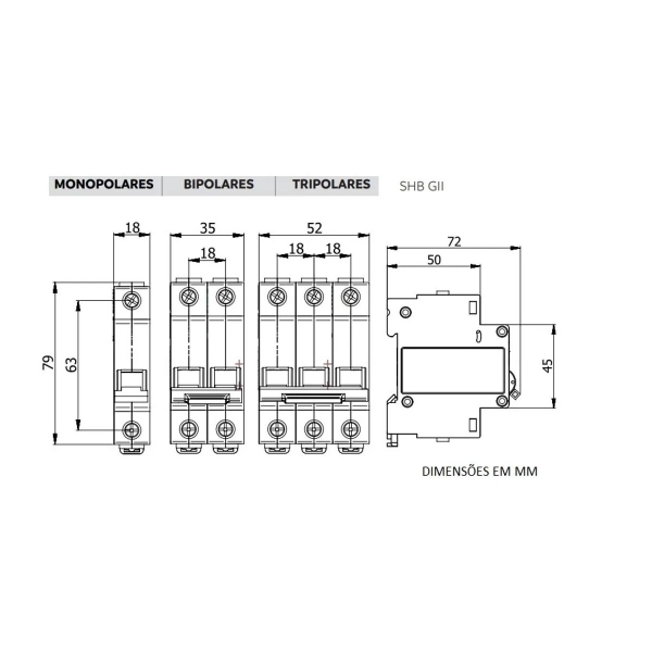 Disjuntor Unipolar 25A Din C Shb Gii 3kA - Soprano#SIMONLEX#