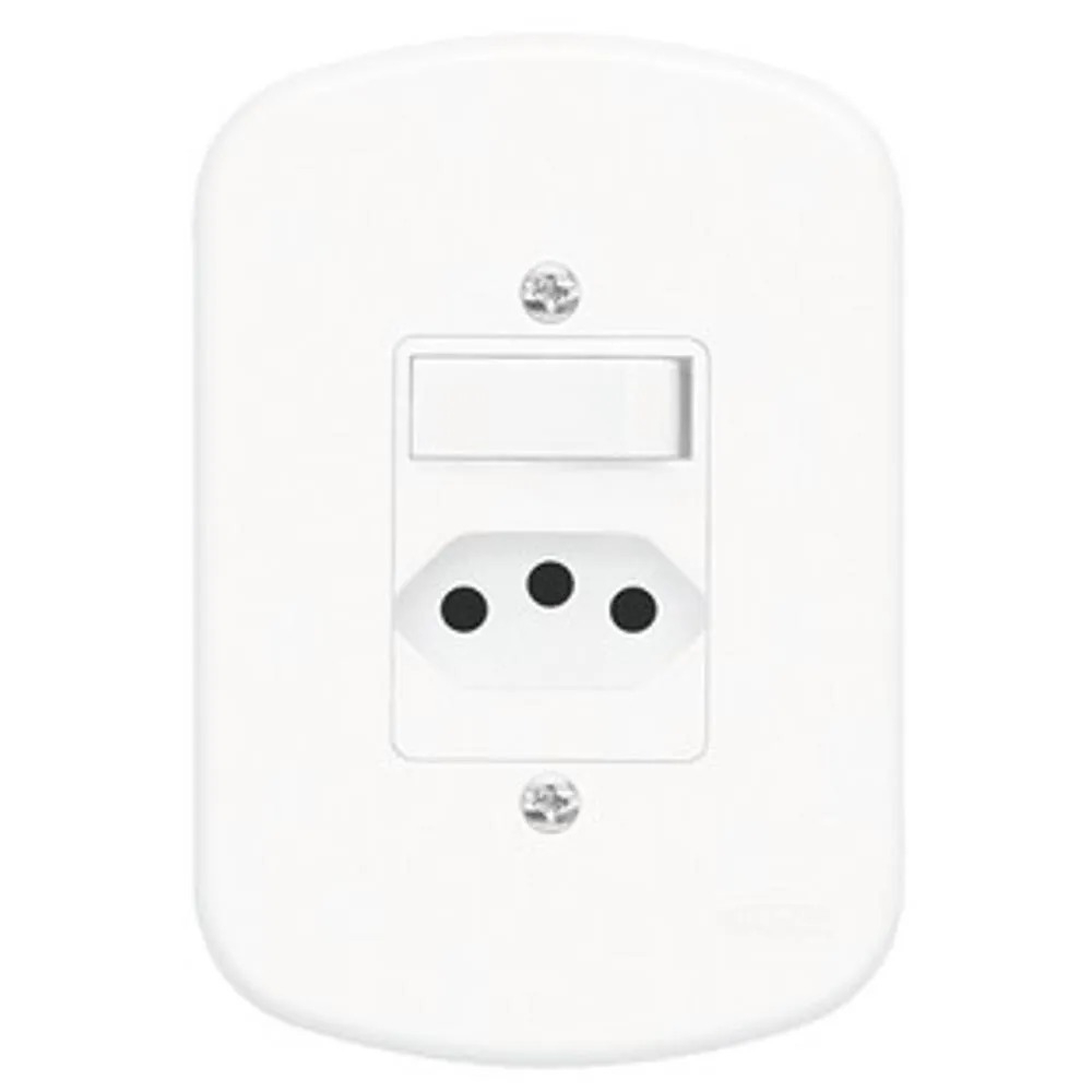 Fame Blanc Interruptor 1S Simples C/ Tomada 2P+T 10A Padrão Brasileiro#SIMONLEX#