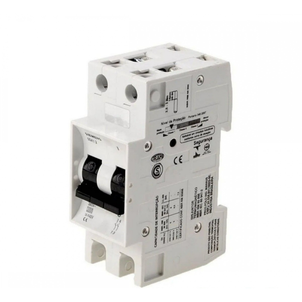 Disjuntor Din C Bipolar 63A 5SX1 - Siemens#SIMONLEX#