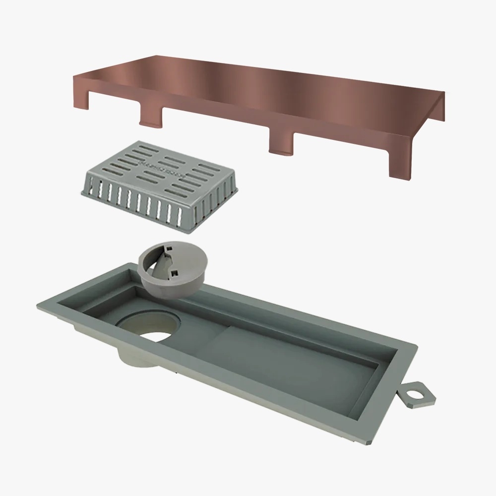 Ralo Linear 25cm Pvc Tiny Acabamento Inox Rose Gold - Elleve#SIMONLEX#