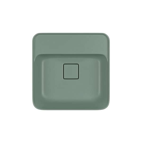 Cuba De Sobrepor Quadrada Com Deck 40cm Slim - Sálvia - Deca#SIM#