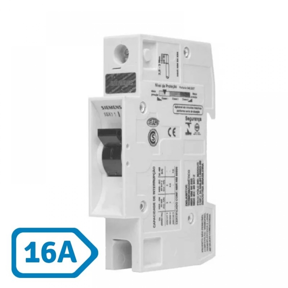 Disjuntor Din C Unipolar 16A 5SX1 - Siemens#SIMONLEX#
