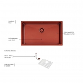 Cuba de Inox Quadrum 70x40x20,5 Rose - Tramontina#SIM#