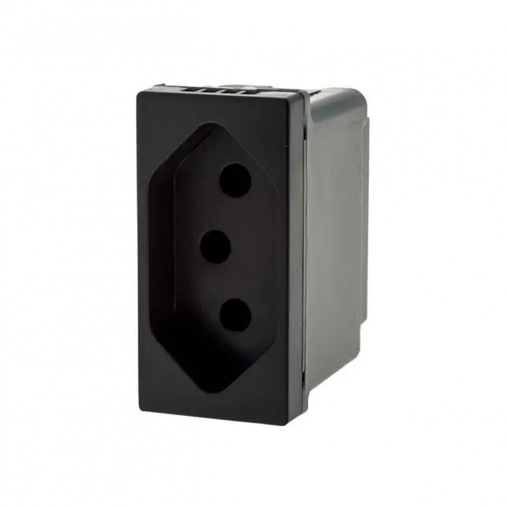 Módulo Tomada 2P+T 10A Pial Plus - Preto#SIMONLEX#