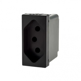 Módulo Tomada 2P+T 10A Pial Plus - Preto#SIMONLEX#