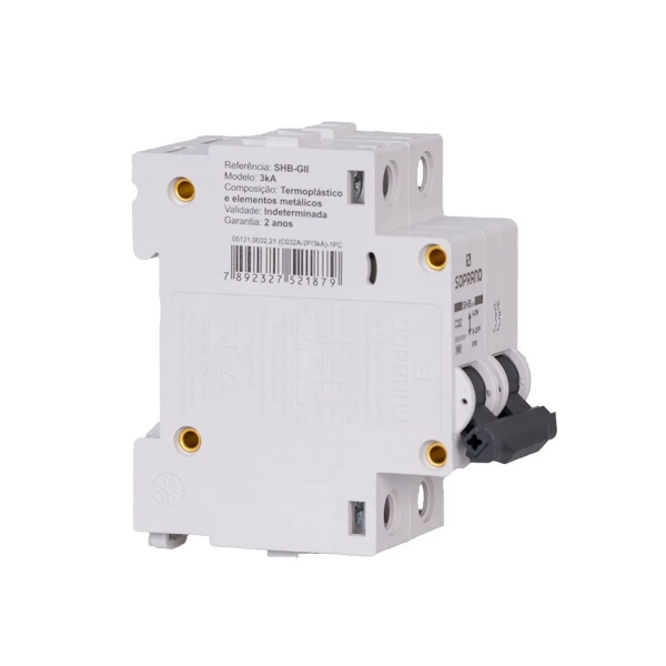 Disjuntor Bipolar 32A Din C Shb Gii 3kA - Soprano#SIMONLEX#