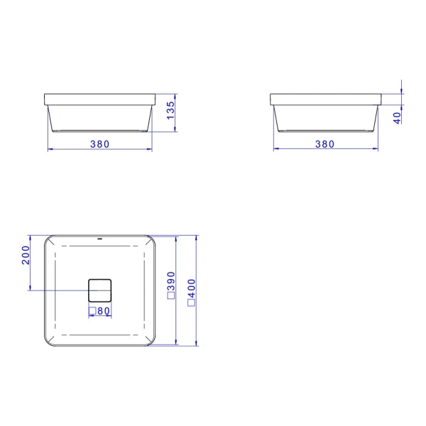 Cuba Slim De Sobrepor Quadrada 40cm Cinza Antracite - Deca#SIM#