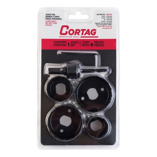 Jogo de Serra Copo para Madeira 6 peças - Cortag#SIMONLEX#