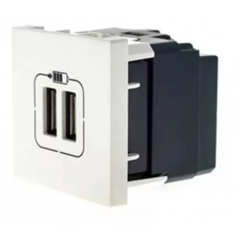 Módulo Tomada Dupla USB Carga 2.4A Pial Plus - Branco - Legrand#SIMONLEX#
