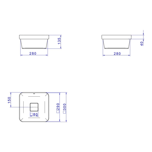 Cuba Slim De Sobrepor Quadrada 30cm Ébano Fosco - Deca#SIM#