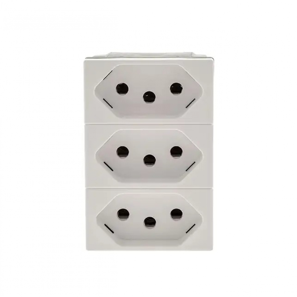 Módulo Tomada Tripla 2P+T 10A Pial Plus - Branco#SIMONLEX#