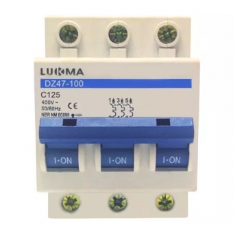 Disjuntor Tripolar 125A Din C 3kA - Lukma#SIMONLEX#