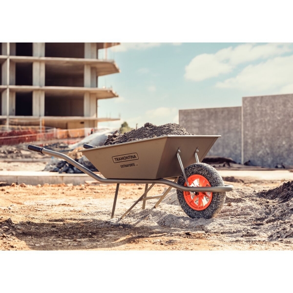 Carrinho De Mão Extraforte C/Caçamba Met. Cinza 65L, Braço Met. E Pneu Maciço - Tramontina#SIMONLEX#