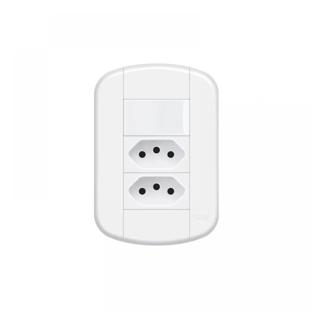 Fame Blanc+ Interruptor Simples E 2Tomadas Padrão 2PT 10A#SIMONLEX#