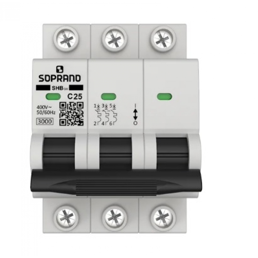 Disjuntor Tripolar Din  C 25A 3KA - Soprano#SIMONLEX#