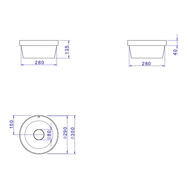 Cuba De Sobrepor Redonda 30cm Cinza Antracite - Deca#SIM#