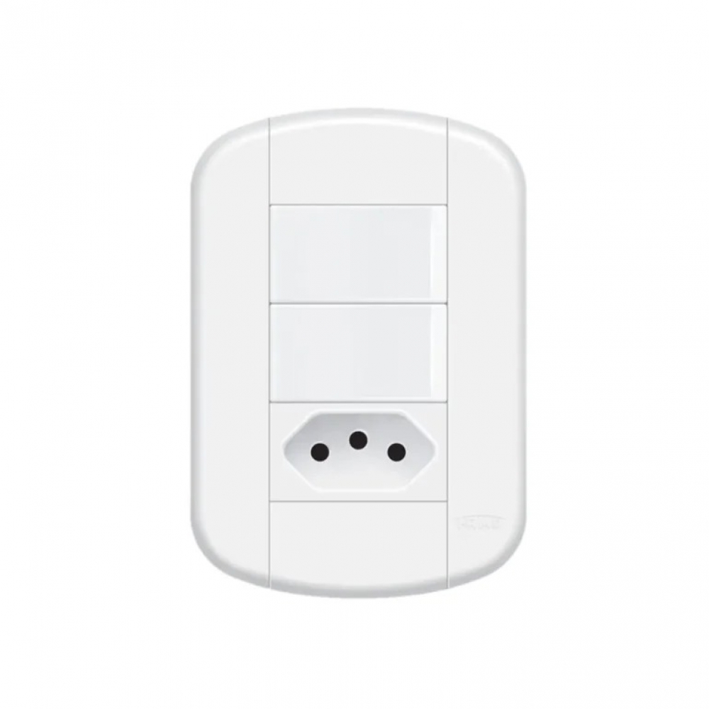 Fame Blanc Interruptor 2S Simples C/ Tomada 2P+T Padrão Brasileiro 10A#SIMONLEX#