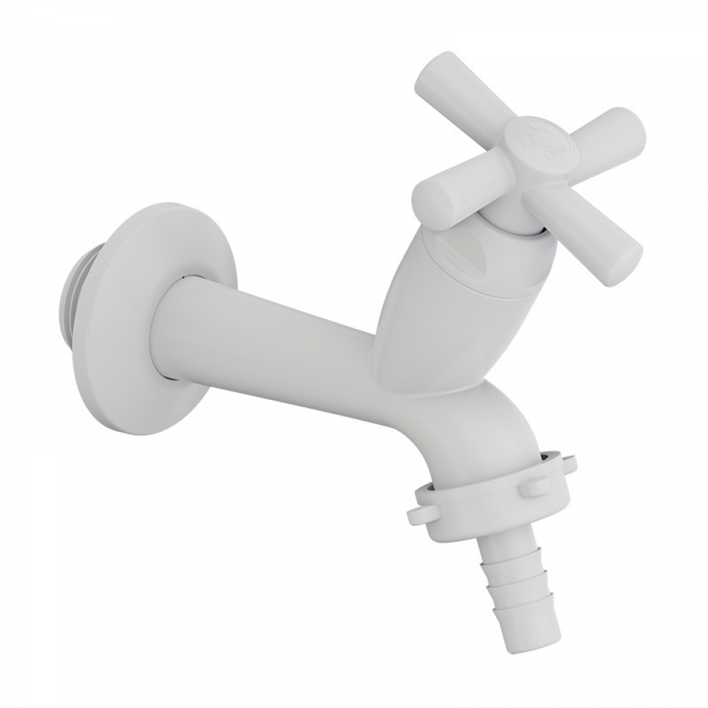 Torneira Para Tanque/Mangueira Cross Branca 1/2 - 3/4 10cm - Tigre#SIMONLEX#