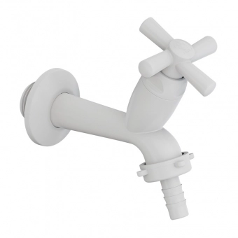 Torneira Para Tanque/Mangueira Cross Branca 1/2 - 3/4 10cm - Tigre#SIMONLEX#
