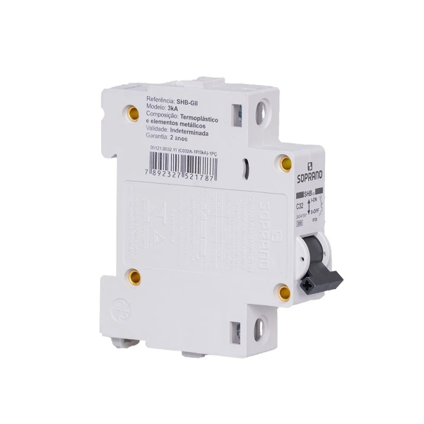 Disjuntor Unipolar 32A Din C Shb Gii 3kA - Soprano#SIMONLEX#