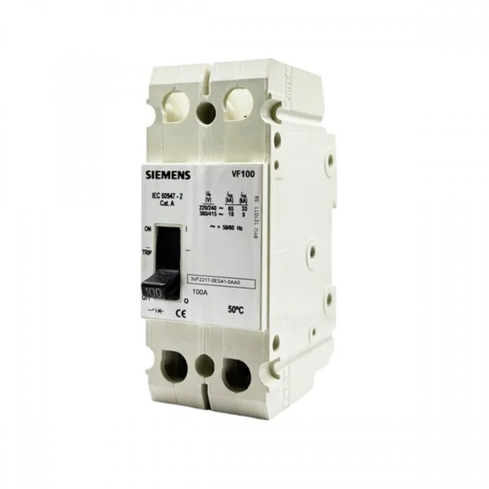 Disjuntor Caixa Moldada Bipolar 100A 65kA 230VCA - Siemens#SIMONLEX#