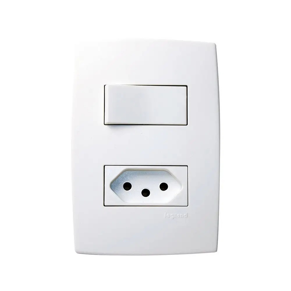Conjunto Interruptor Simples+Tomada 10A Pial Plus - Legrand#SIMONLEX#