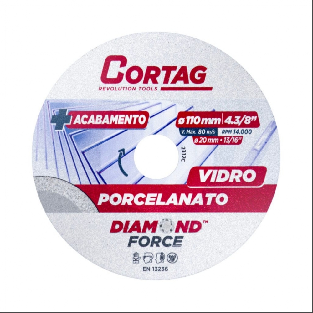 Disco Diamantado Porcelana/Vidro 110mm X 20mm - Cortag