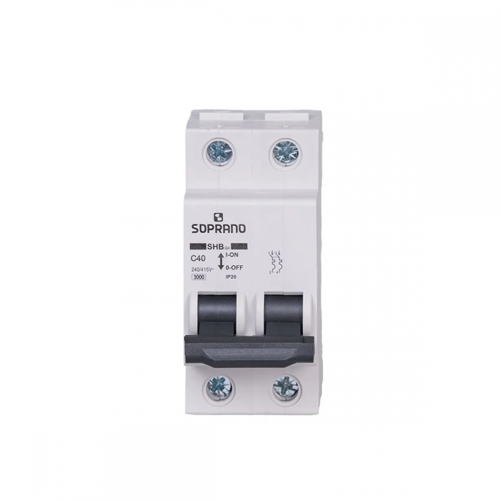 Disjuntor Bipolar 40A Din C Shb Gii 3kA - Soprano#SIMONLEX#