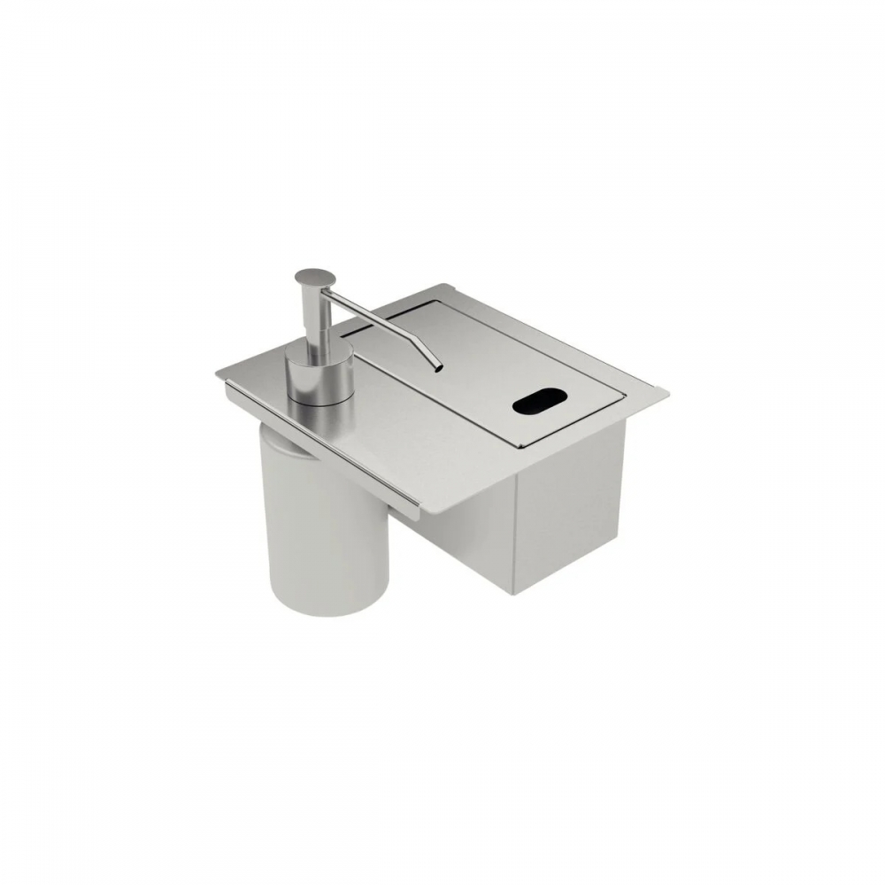 Porta Esponja com Tampa e Dosador de Sabão Líquido em Aço Inox TRAMONTINA#SIM#