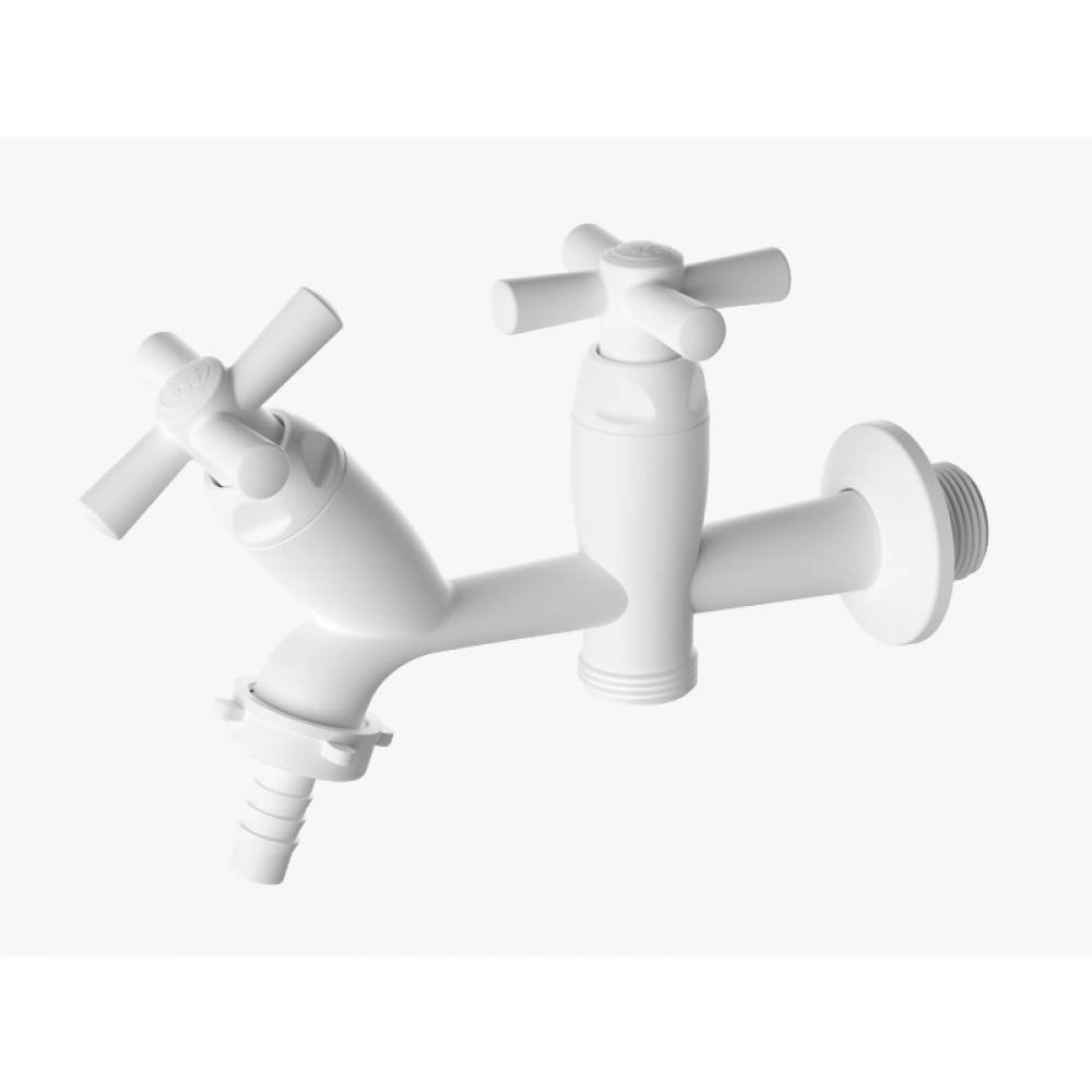 Torneira Para Tanque/Máquina Cross Branca 1/2 - 3/4 10cm - Tigre#SIMONLEX#