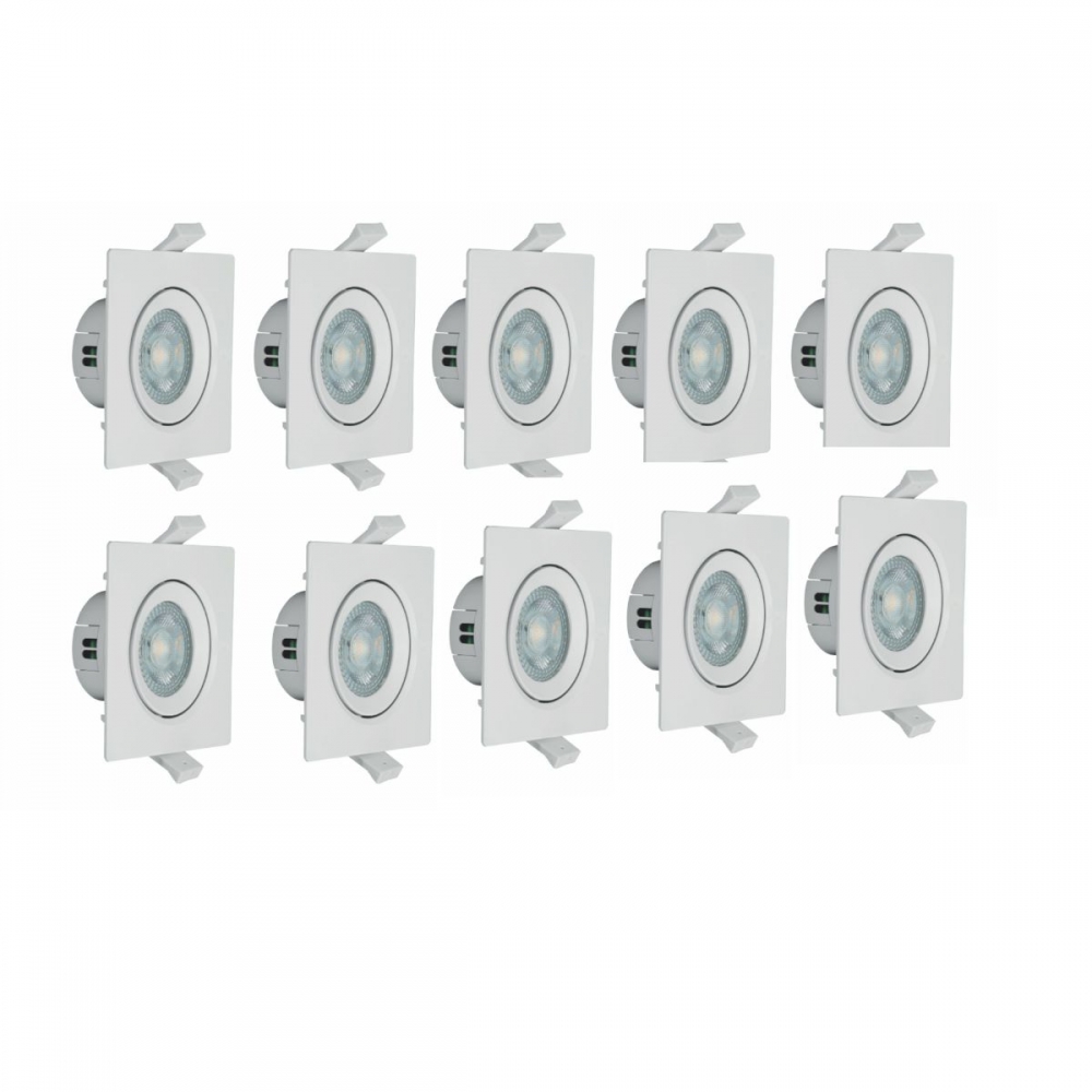 Kit Spot LED Quadrado 4W 6500K Branco AUTOVOLT C/10Uni – Pop - G-Light#SIMONLEX#