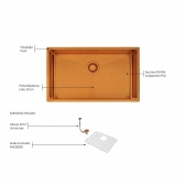 Cuba de Inox Quadrum 70x40x20,5 Gold - Tramontina#SIM#