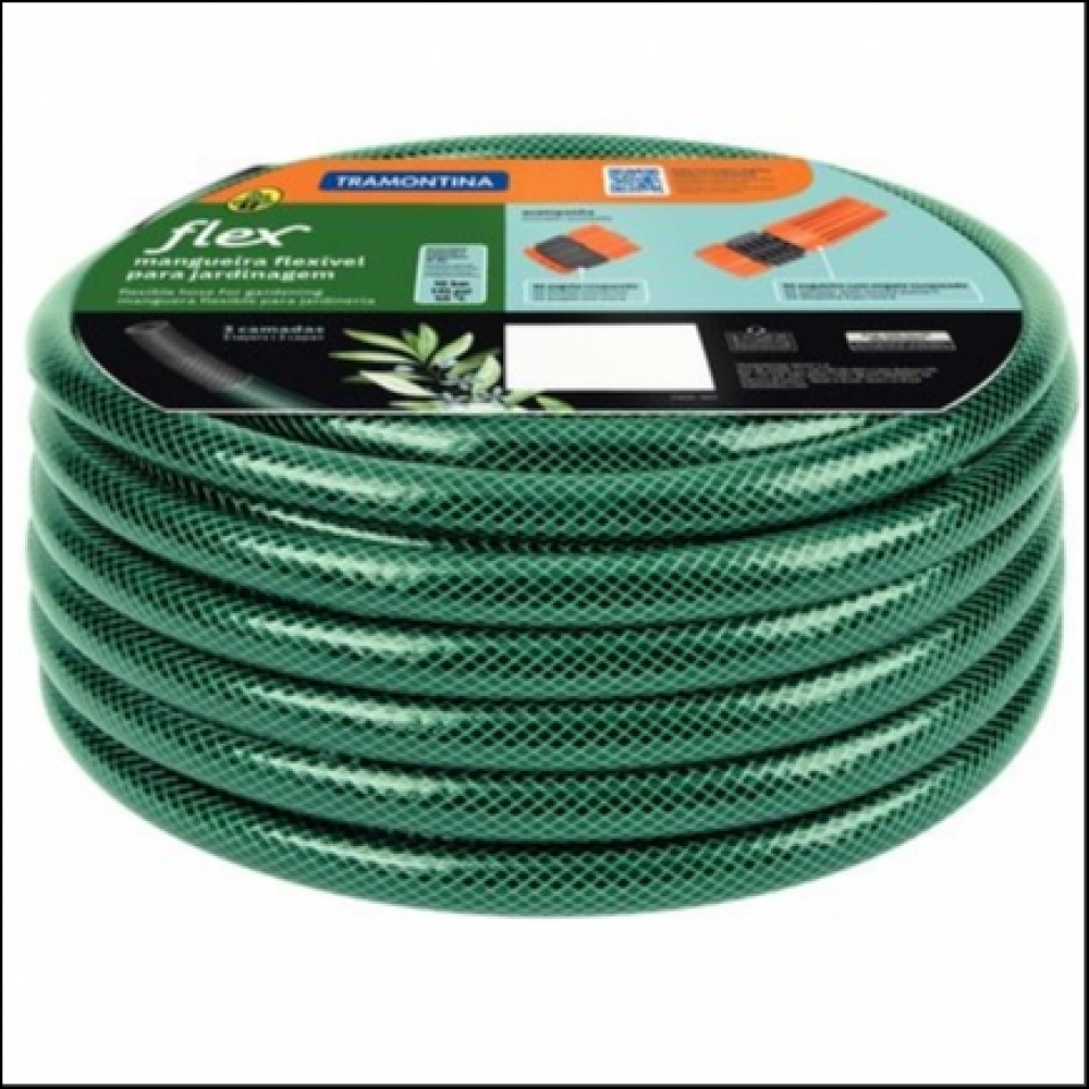 Mangueira Flex Verde em PVC 3 Camadas 10m C/Engate Rosqueado e Esguicho - Tramontina#SIMONLEX#