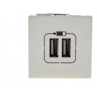 Módulo Tomada Dupla USB Carga 2.4A Pial Plus - Branco - Legrand#SIMONLEX#