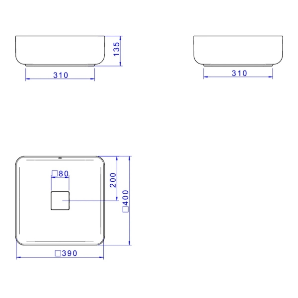 Cuba Quadrada De Apoio 40cm Slim - Soft Antracite - Deca#SIM#