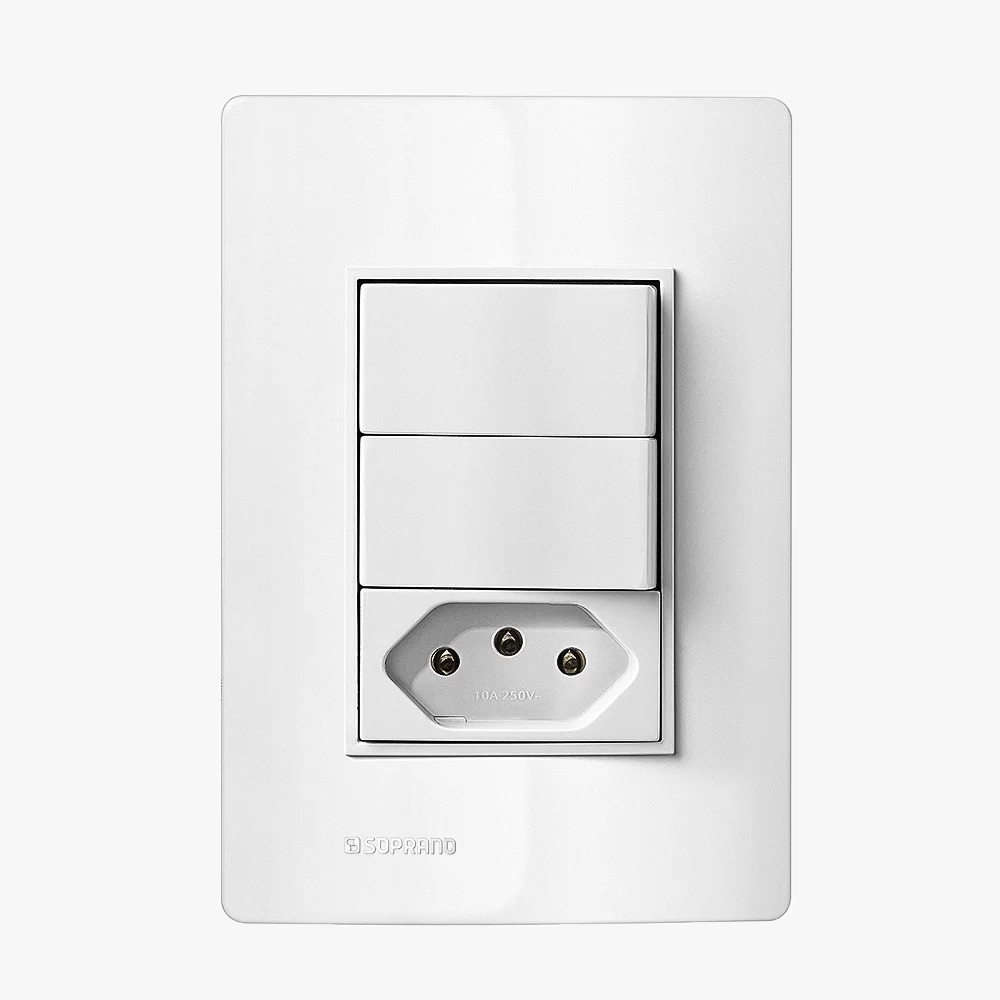 Revita Interruptor 2S Simples + 1 Tomada 2P+T 10A BR - Soprano#SIMONLEX#