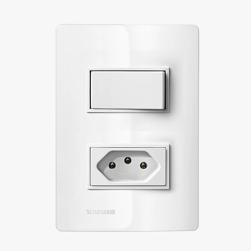 Revita Interruptor 1S Simples + 1 Tomada 2P+T 10A BR - Soprano#SIMONLEX#