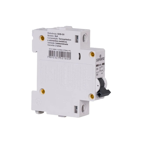 Disjuntor Unipolar 50A Din C Shb Gii 3kA - Soprano#SIMONLEX#