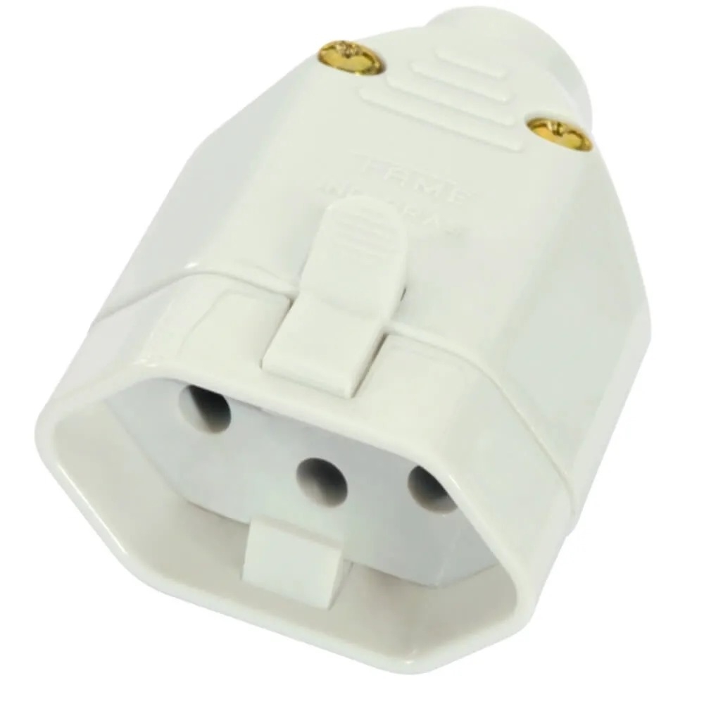 Plugue Femea 180o 2P+T 10A CZ Padrão Brasileiro - Fame#SIMONLEX#