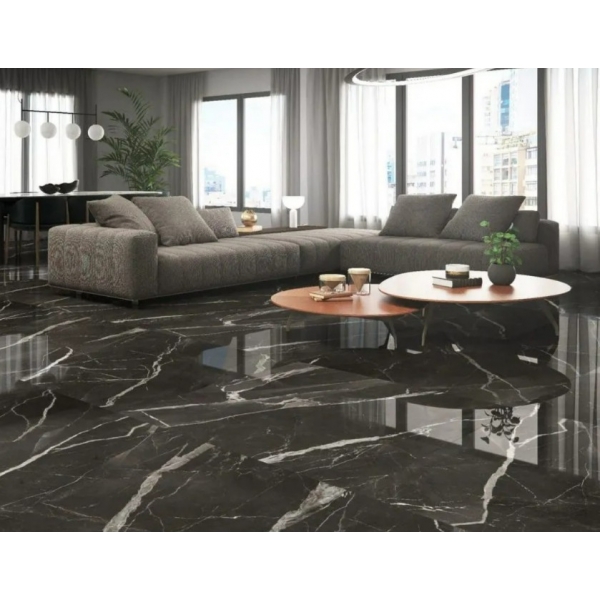 Porcelanato 0,62X1,21 Gran Calacata Black Lux Polido - Caixa Com 2,26 m2 - Castelli#SIMONLEX#