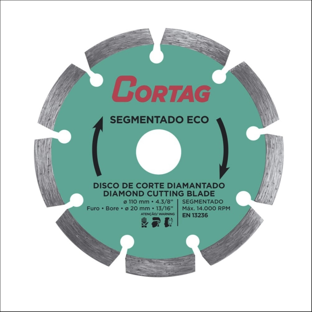 Disco Diamantado Segmentado 110mm X 20mm – Cortag