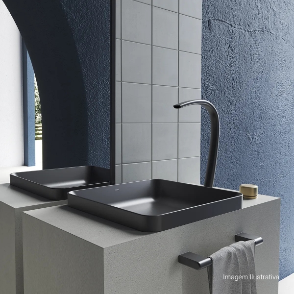 Cuba De Sobrepor Quadrada 40cm Slim - Ébano Fosco - Deca#SIM#