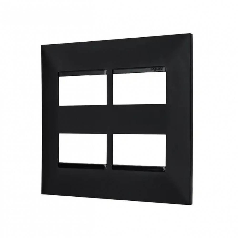 Placa 4X4 2+2 Postos Separados Sem Suporte Pial Plus - Preto#SIMONLEX#