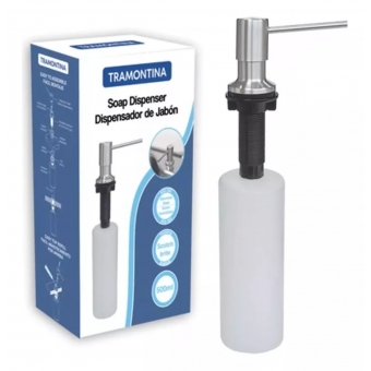 Dosador De Sabão Inox 304 com Recipiente de Plástico 500ml  - Tramontina#SIM#