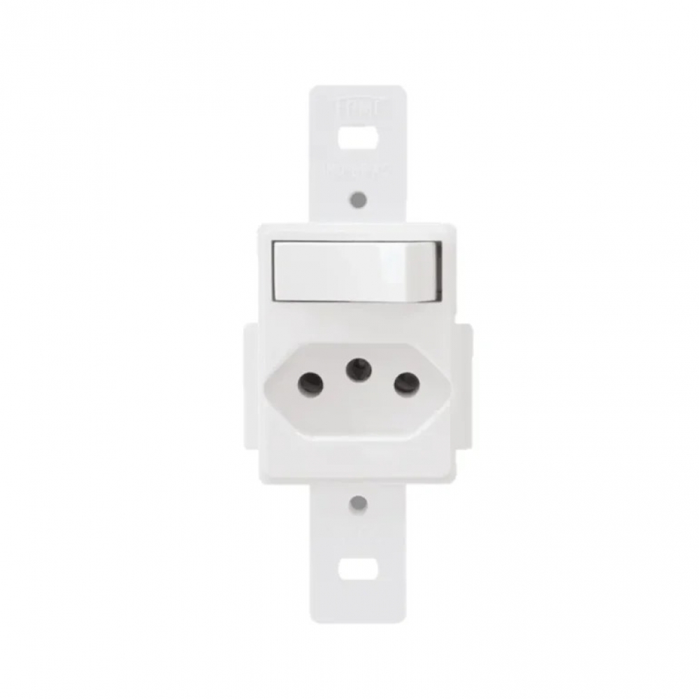 Fame Blanc Interruptor 1S Simples C/Tomada  2P+T 10A Sem Placa#SIMONLEX#