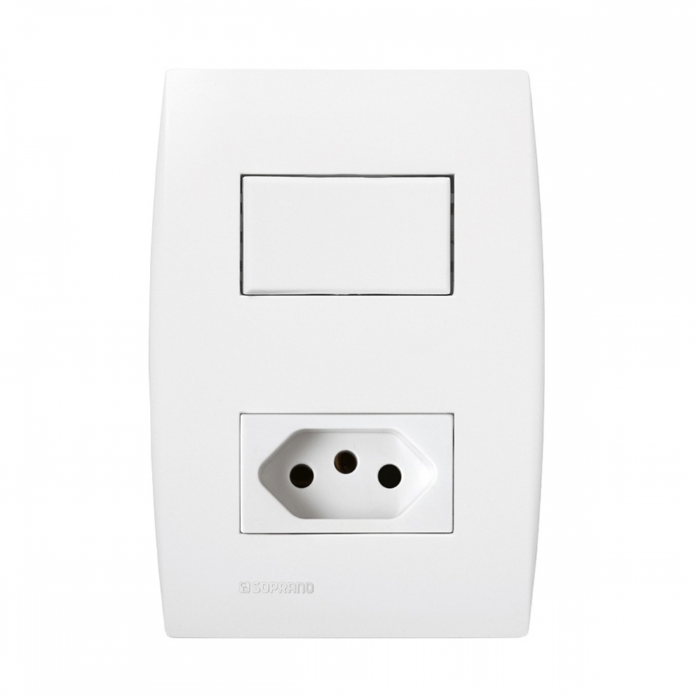 Interruptor 1s Simples + 1 Tomada 2p+T 10a Ilus - Soprano#SIMONLEX#